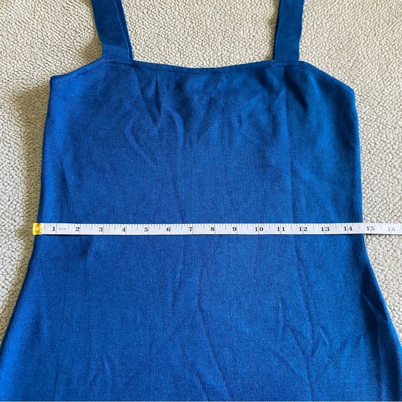 NWOT Lulus Immensely Poised Blue Sleeveless Laser Cut Sweater Midi Dress - Picture 7 of 11